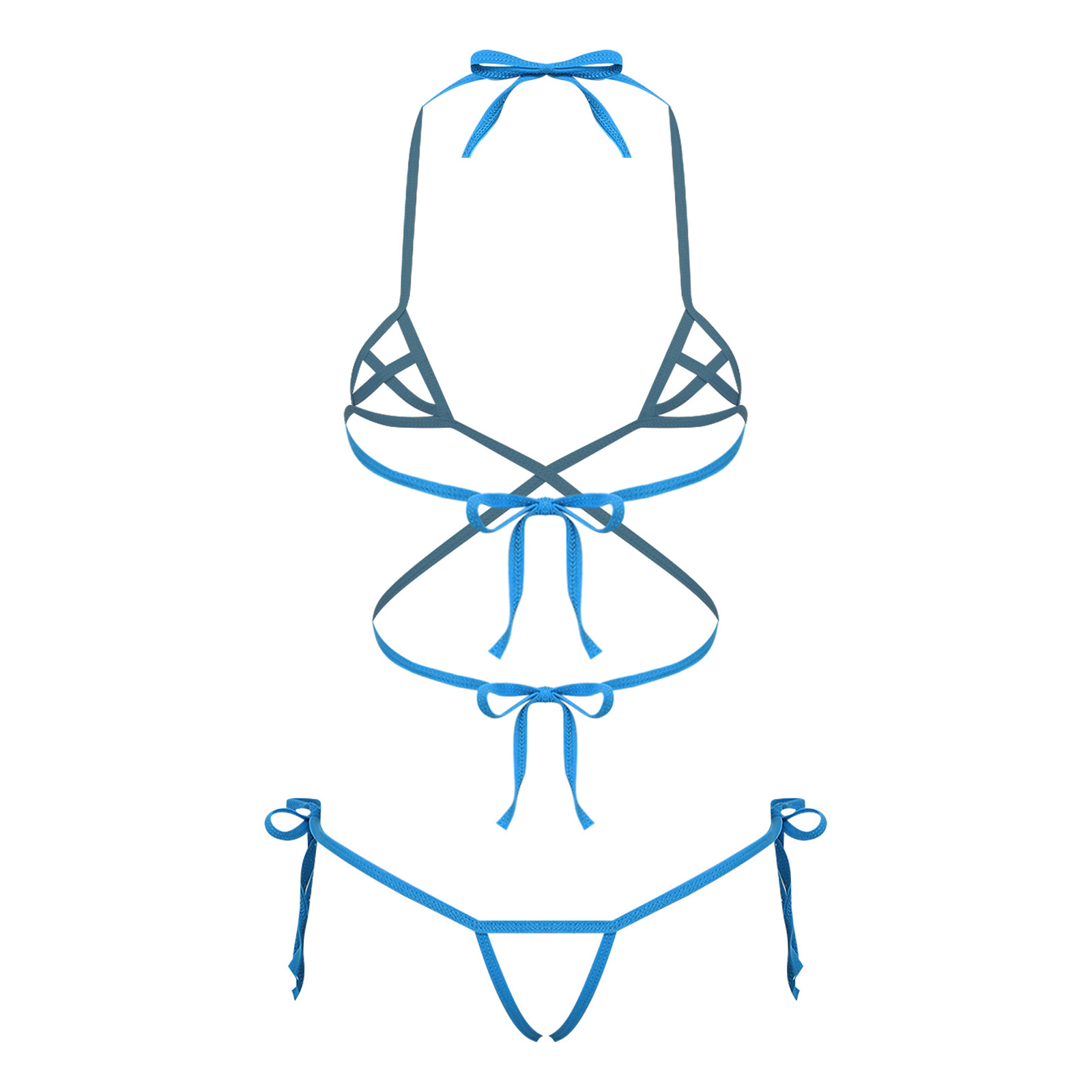 Lace Bralette Set - Dameslingerie Doorzichtige bikini-badmode-set Vetersluiting Halter-bh en